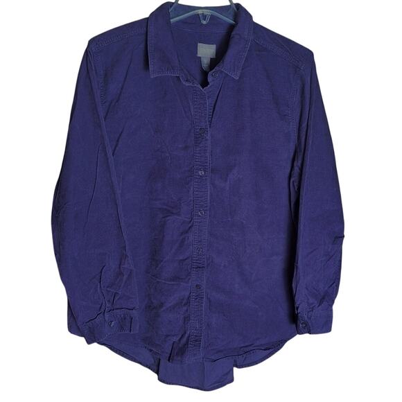 Chico's 3 Women XL Purple Micro Corduroy Collared Button Front Stretch Shirt - Picture 1 of 7